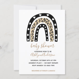 Invitación Leopard Rainbow Baby Shower