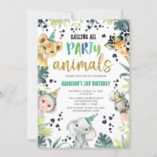 Invitación Leopard Safari llama cumpleaños a todos los animal
