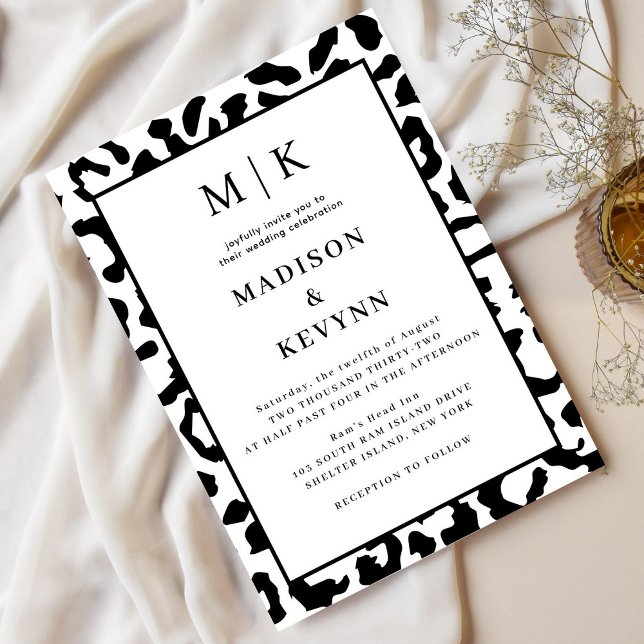 Invitación Leopard Spots Black And White Boda (Subido por el creador)