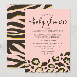 Invitación Leopard Spots & Tiger Stripes Baby Shower