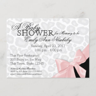 Invitación Leopard Spots y Pink Ribbon Baby Shower