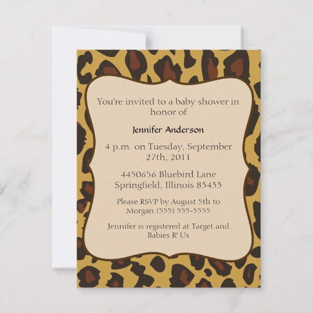 Invitación Leopardo Baby Shower (Anverso)
