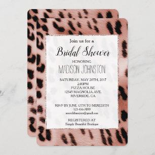 Invitación Leopardo blanco rosado Rosa de Rubor