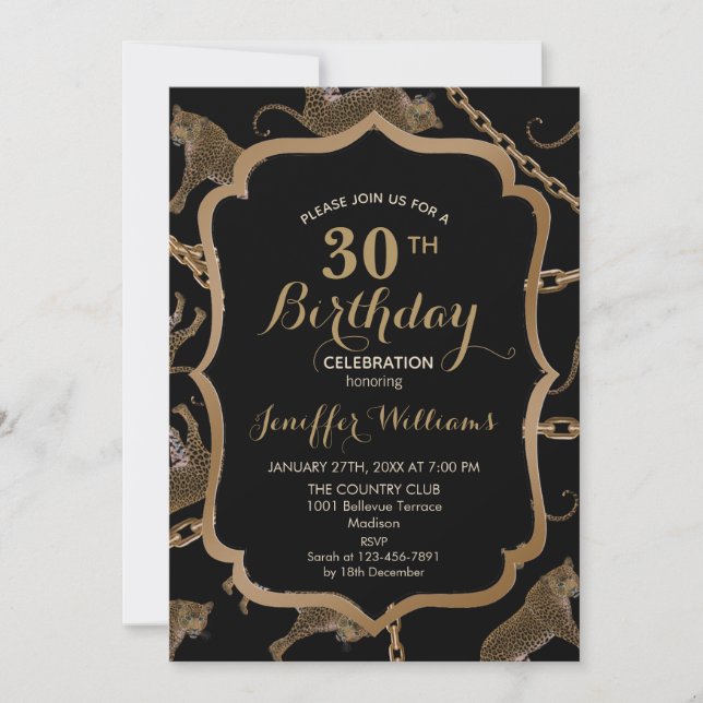 Invitación Leopardo de la cadena dorada (Anverso)
