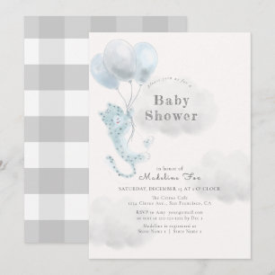 Invitación Leopardo de la nieve con Baby Shower de Blue Ballo