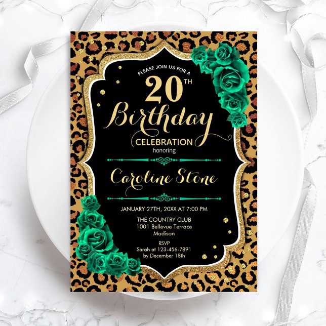 Invitación Leopardo de los Rosas verdes de Esmeralda imprime  (Subido por el creador)