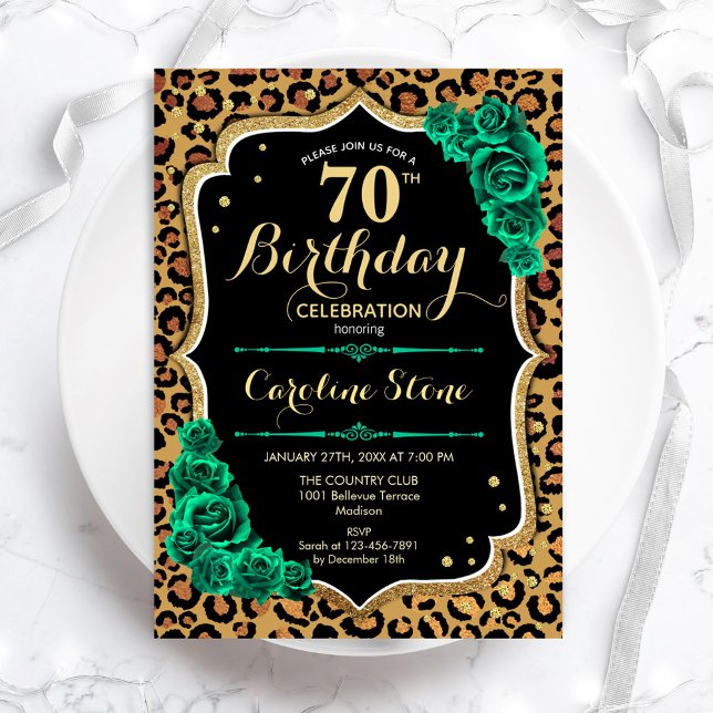 Invitación Leopardo de los Rosas verdes imprime el 70 anivers (Subido por el creador)