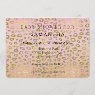 Invitación Leopardo dorado rosa Ducha de bebé impresa