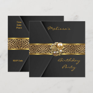 Invitación Leopardo Elegante terciopelo negro joya