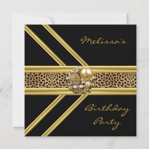 Invitación Leopardo Elegante terciopelo negro joya