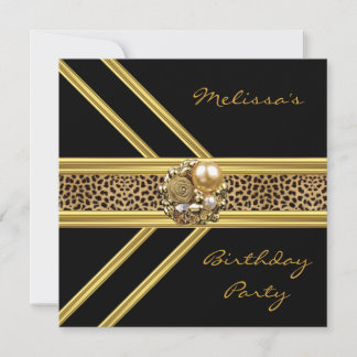 Invitación Leopardo Elegante terciopelo negro joya