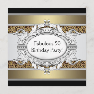 Invitación Leopardo Fabuloso Cumpleaños 50 de Mujer
