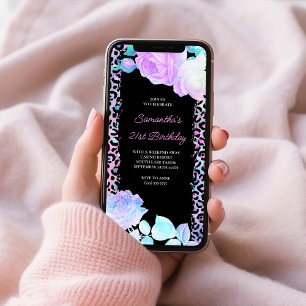 Invitación Leopardo irlandés pintado negro 21 cumpleaños