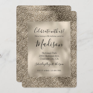 Invitación Leopardo marrón Print Gold Glitz