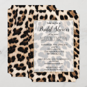 Invitación Leopardo Negro Marrón Cremoso  
