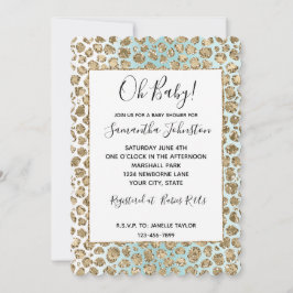 Invitación Leopardo Purpurina Aqua Mint White Gold Glam