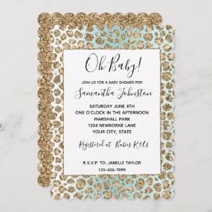 Invitación Leopardo Purpurina Aqua Mint White Gold Glam