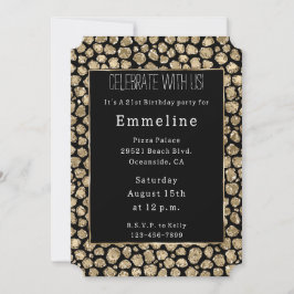 Invitación Leopardo Purpurina de Black Gold Glam