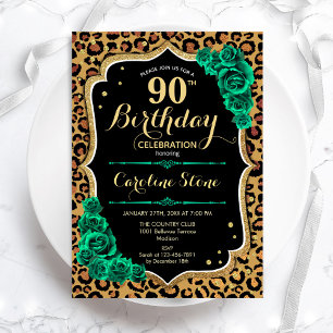 Invitación Leopardo Rojo Imprimir floral 90 cumpleaños