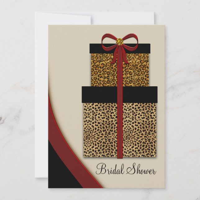 Invitación Leopardo Rojo Regalos Leopard Bridal Shower (Anverso)