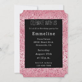Invitación Leopardo rosa Purpurina Ombre