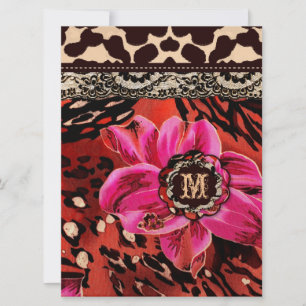 Invitación Leopardo salvaje 6.5x8.75 del rosa del lirio 311
