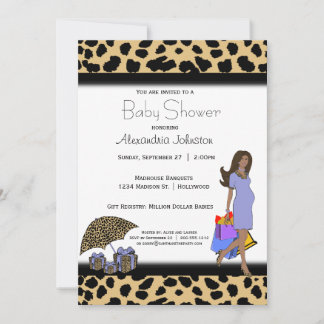Invitación Leopardo Y Lilac Imprimen Mamá Afroamericana