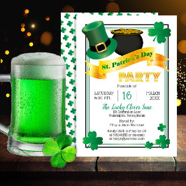Invitación Leprechaun Gorra |Pota de oro para Fiesta del Día 