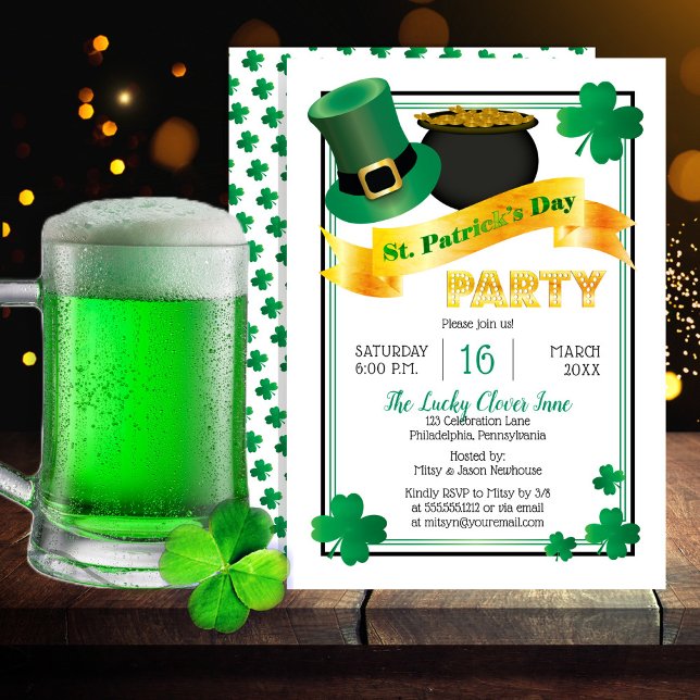 Invitación Leprechaun Gorra |Pota de oro para Fiesta del Día  (Subido por el creador)