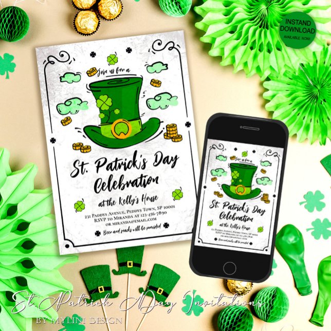 Invitación Leprechaun Gorra y Shamrock San Patricio (Subido por el creador)