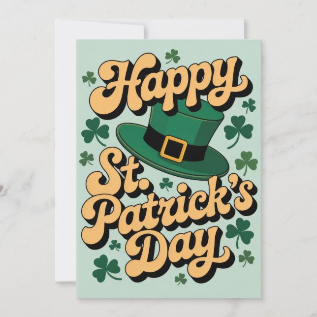 Invitación Leprechaun Hat& Shamrocks Happy St. Patrick's Day  (Anverso)