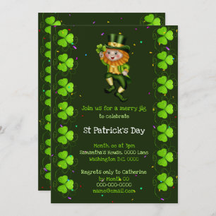 Invitación Leprechaun jig afortunado shamrock Irish Clover fi