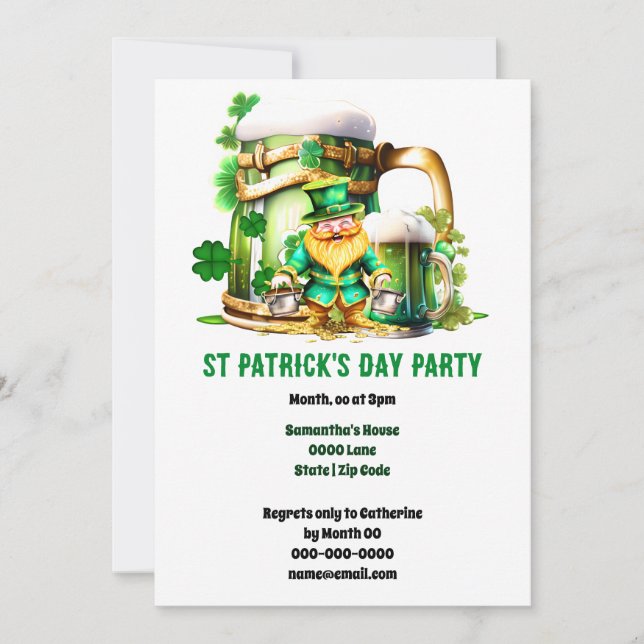 Invitación Leprechaun oro cerveza irlandesa St Patrick's Day  (Anverso)