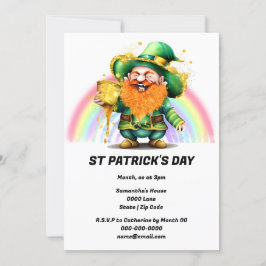 Invitación Leprechaun pot de oro arco iris fiesta afortunado 