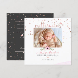 Invitación Les etoiles d'or rosa Remerciement File