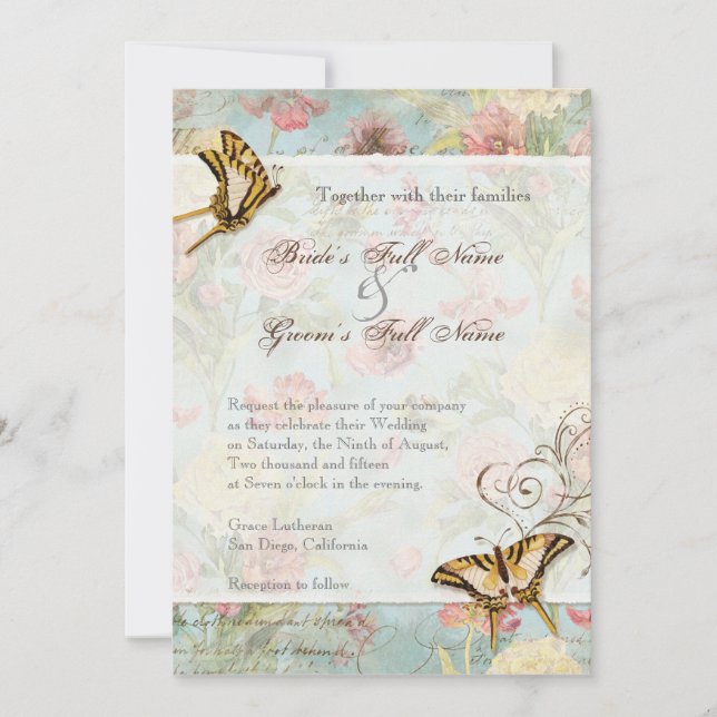 Invitación Les Fleurs Peony Rosa Tulip Floral Flowers Boda (Anverso)
