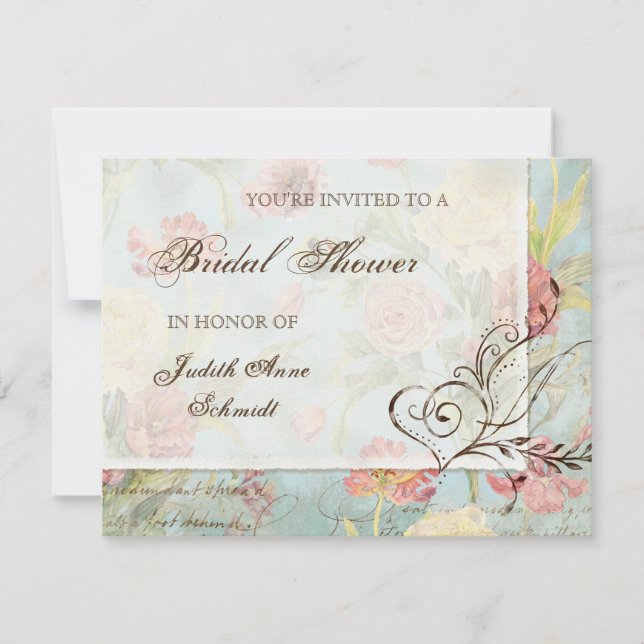 Invitación Les Fleurs Peony Rosa Tulip Floral Flowers Boda (Anverso)