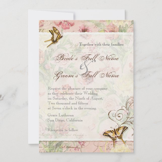 Invitación Les Fleurs Peony Rosa Tulip Floral Flowers Boda (Anverso)