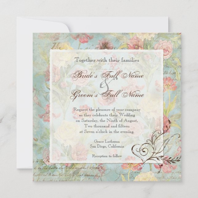 Invitación Les Fleurs Peony Rosa Tulip Floral Flowers Boda (Anverso)