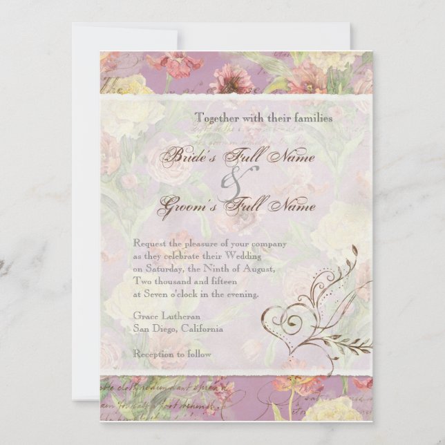Invitación Les Fleurs Peony Rosa Tulip Floral Flowers Boda (Anverso)