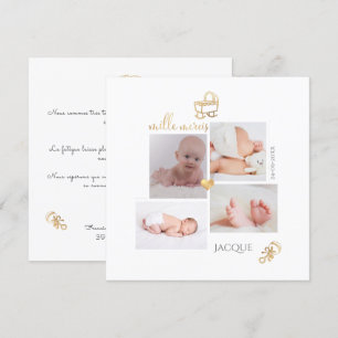 Invitación Les Jouets D'or Remerciement Naege Fille