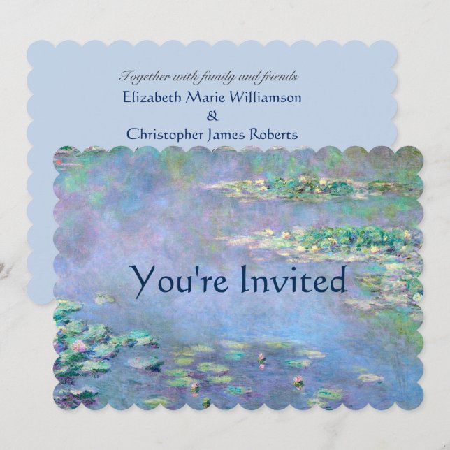 Invitación Les Nympheas Water Lilies Monet Bella Artes Boda (Anverso / Reverso)
