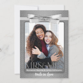 Invitación Lesbian Gay Wedding Invitation Two Brides Silver