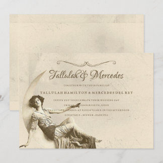 Invitación Lesbiana A La Boda Vintage De La Luna