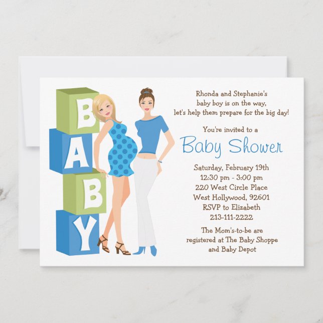 Invitación lesbiana de Baby Shower para el (Anverso)