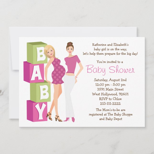 Invitación lesbiana de Baby Shower para el chica (Anverso)