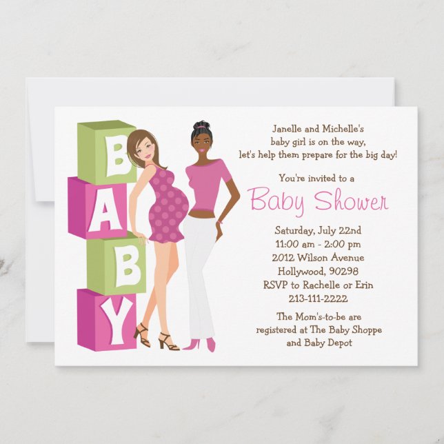 Invitación lesbiana de Baby Shower para el chica (Anverso)