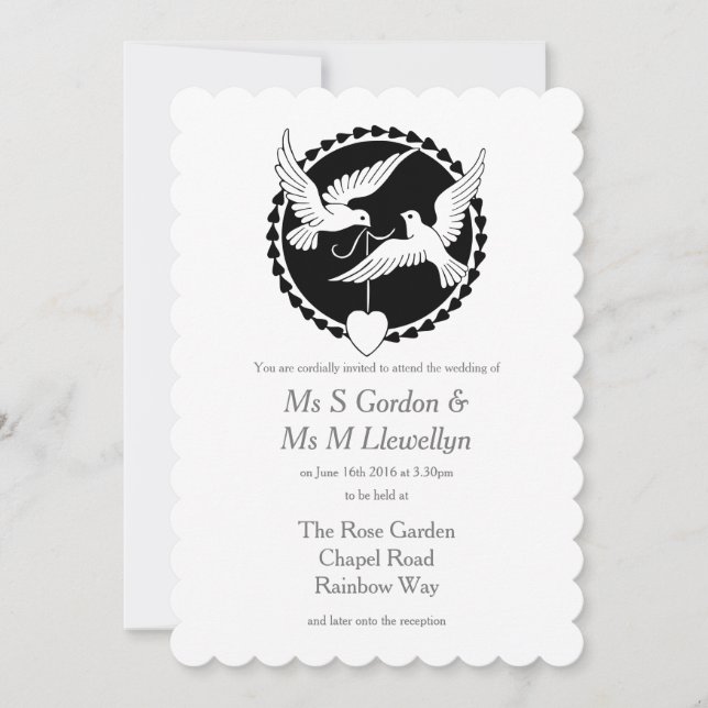 Invitación lesbiana elegante de la boda de las (Anverso)
