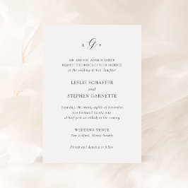 Invitación Leslie Classic Monogram Elegant Wedding