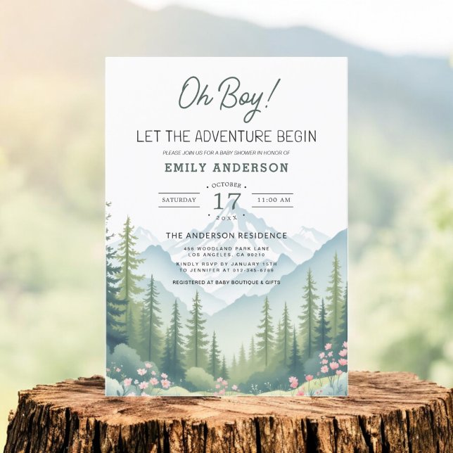 Invitación Let Adventure Begin Woodland Forest Baby Shower (Subido por el creador)